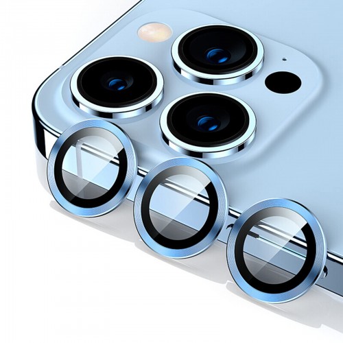 BİNANO Metal Ring Metal Ring Iphone 12 Pro Max Lens Koruyucu 3'Lü Takım Deniz Mavisi