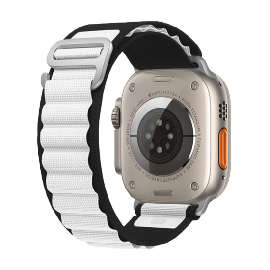 E2M Apple Watch 38-40-41MM KRD-26 Alpine Çift Renkli Beyaz Kordon