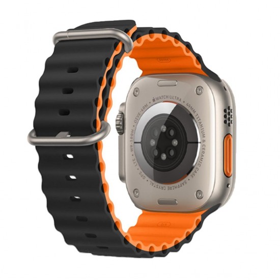 E2M Apple Watch 38-40-41MM KRD-28 Ocean Çift Renkli Siyah Kordon