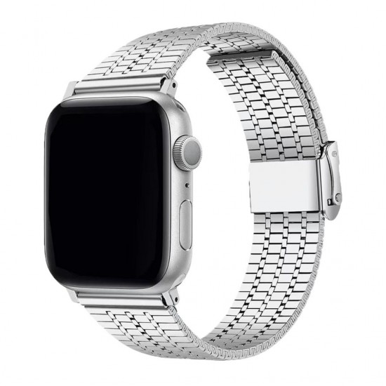 E2M Apple Watch 42-44-45-49MM KRD-29 Metal Gümüş Kordon