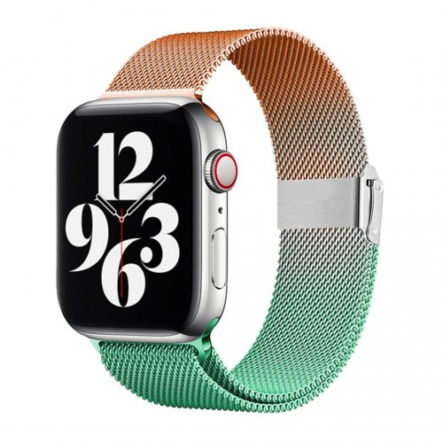E2M Apple Watch 38-40-41MM KRD-31 Metal Çift Renkli Turuncu Kordon	