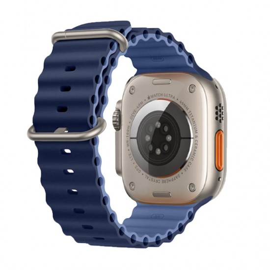 E2M Apple Watch 42-44-45-49MM KRD-28 Ocean Çift Renkli Lacivert Kordon