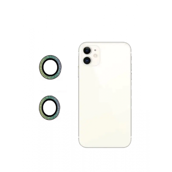 Binano iPhone 11/12 Mini Diamond Kamera Koruyucu Karışık Yeşil