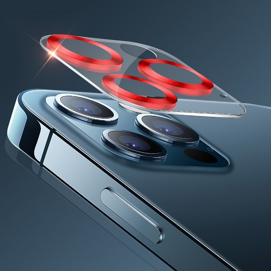 Binano iPhone 12 Pro 3D Pro Kamera Koruyucu Kırmızı
