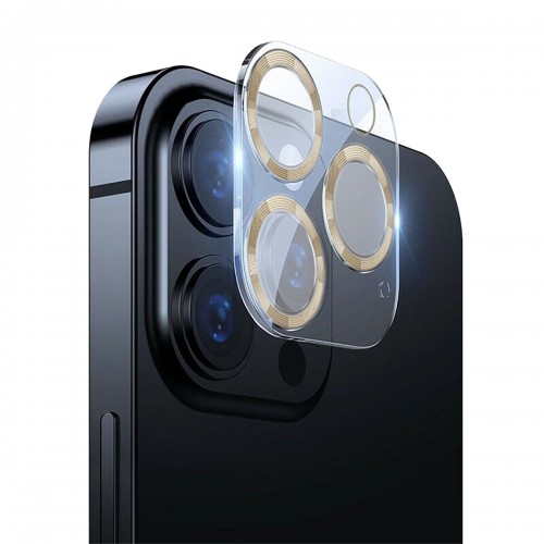 Binano iPhone 12 Pro 3D Pro Kamera Koruyucu Retro Gold