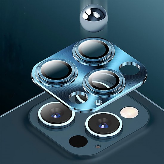 Binano iPhone 12 Pro Max 360 Metal Kamera Koruyucu Mavi