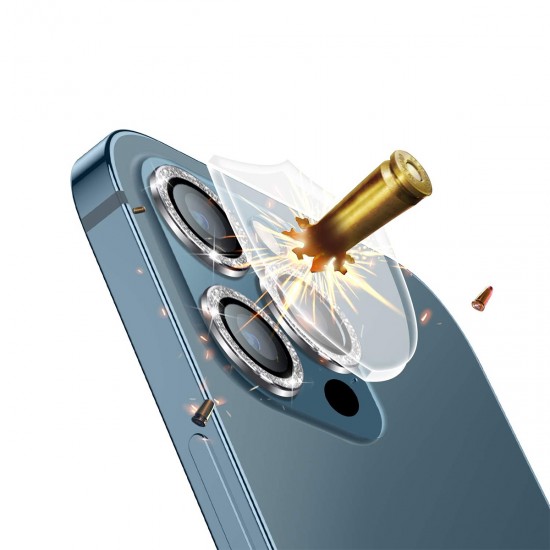 Binano iPhone 12 Pro Diamond Kamera Koruyucu Karışık Pembe