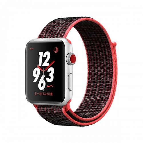 BİPOWER Apple Watch 42-44 mm KRD3 Hasır Kordon Kardinal