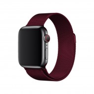BİPOWER Apple Watch 42-44mm KRD1 Metal Hasır Kordon Bordo
