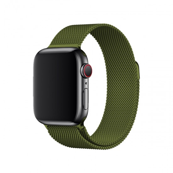 BİPOWER Apple Watch 42-44mm KRD1 Metal Hasır Kordon Yeşil
