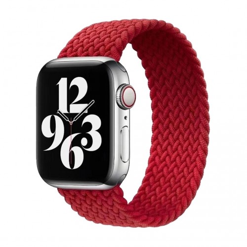 BİPOWER Apple Watch 38-40mm KRD15 Örgü Kordon L Beden Kırmızı