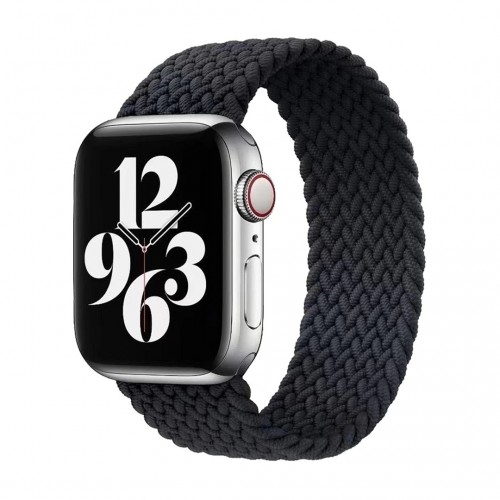 BİPOWER Apple Watch 38-40mm KRD15 Örgü Kordon L Beden Siyah