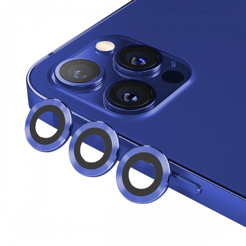BİNANO Metal Ring Iphone 12 Pro Lens Koruyucu 3'Lü Takım Mavi