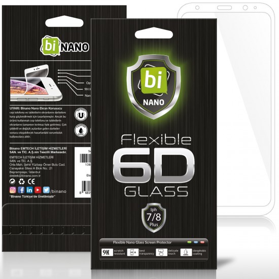 BİNANO 6D Iphone 7/8 Plus Beyaz Nano Ekran Koruyucu BİNANO 6D Iphone 7/8 Plus Beyaz Nano Ekran Koruyucu