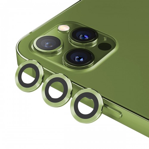 BİNANO Metal Ring Metal Ring Iphone 12 Pro Max Lens Koruyucu 3'Lü Takım Yeşil