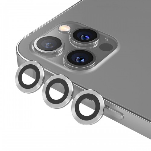 BİNANO Metal Ring Metal Ring Iphone 12 Pro Lens Koruyucu 3'Lü Takım Silver