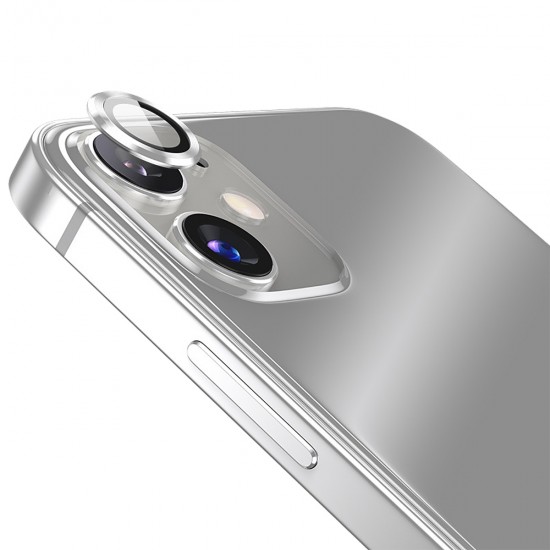 BİNANO Metal Ring Iphone 11/12/12 Mini Lens Koruyucu 2'Li Takım Gümüş