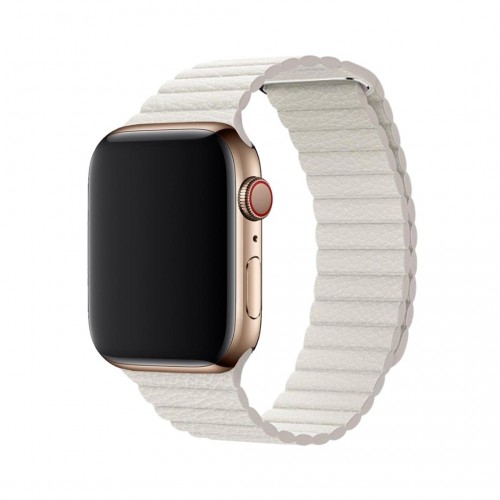 BİPOWER Apple Watch 38-40mm KRD6 Deri Bükme Kordon Ki̇rli̇ Beyaz