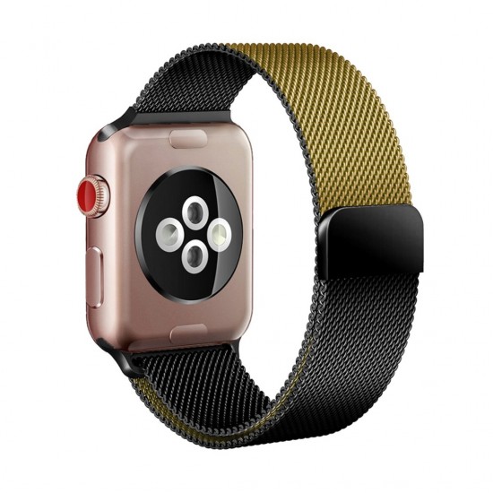 BİPOWER Apple Watch 38-40mm KRD2 Çift Renkli Metal Hasır Kordon Altın