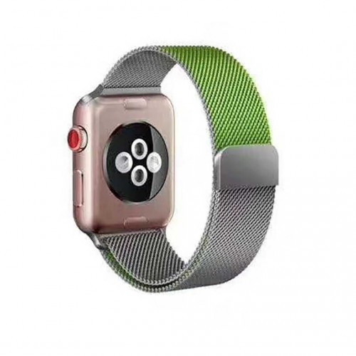 BİPOWER Apple Watch 42-44mm KRD2 Çift Renkli Metal Hasır Kordon Yeşi̇l