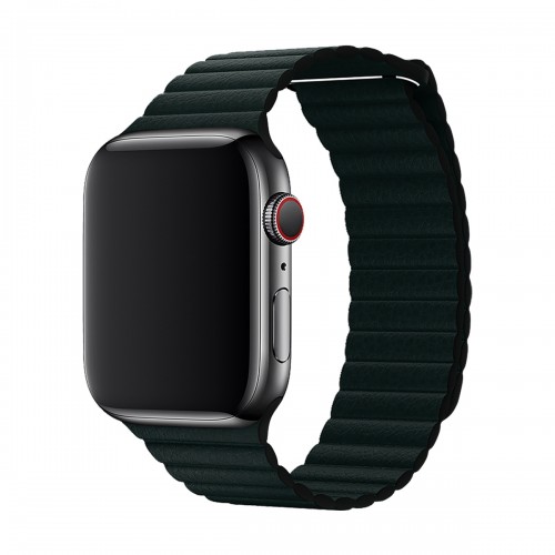 BİPOWER Apple Watch 42-44mm KRD6 Deri Bükme Kordon Koyu Yeşil