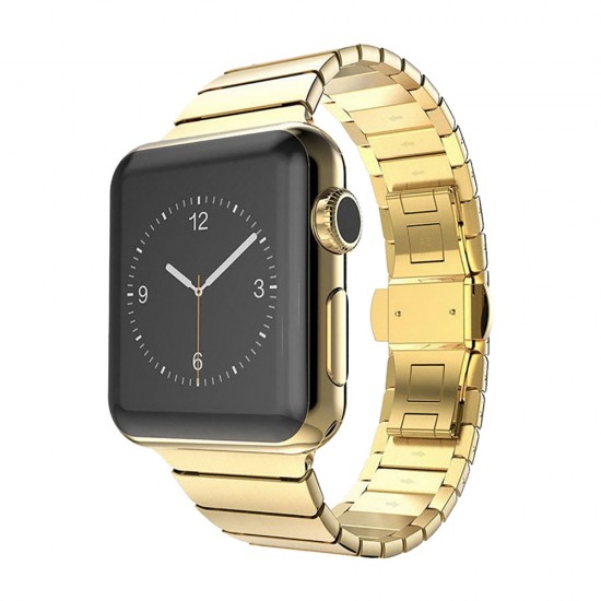 BİPOWER Apple Watch 42-44mm KRD9 Klasik Metal Kordon Gold