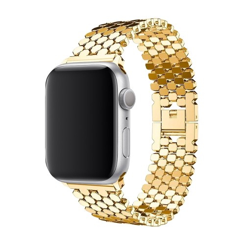 BİPOWER Apple Watch 42-44mm KRD16 Metal Kordon Gold