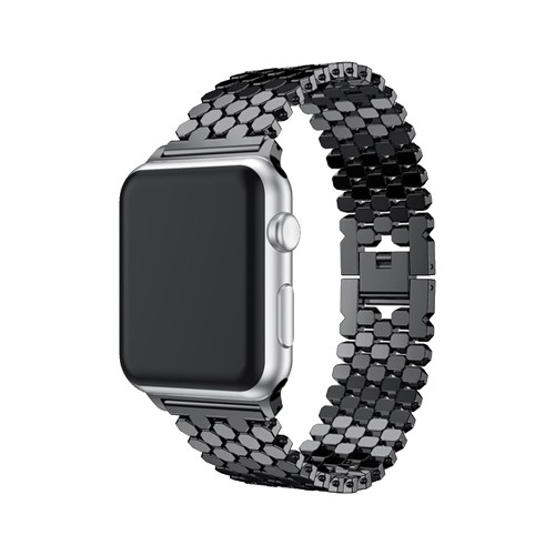 BİPOWER Apple Watch 42-44mm KRD16 Metal Kordon Siyah