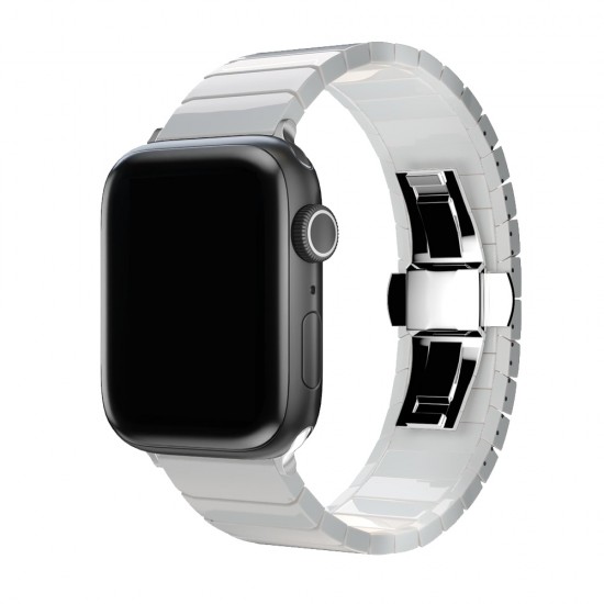 BİPOWER Apple Watch 42-44mm KRD17 Seramik Kordon Beyaz