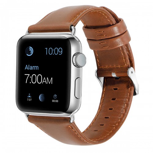 BİPOWER Apple Watch 38-40mm KRD10 Deri Kordon Kahverengi̇