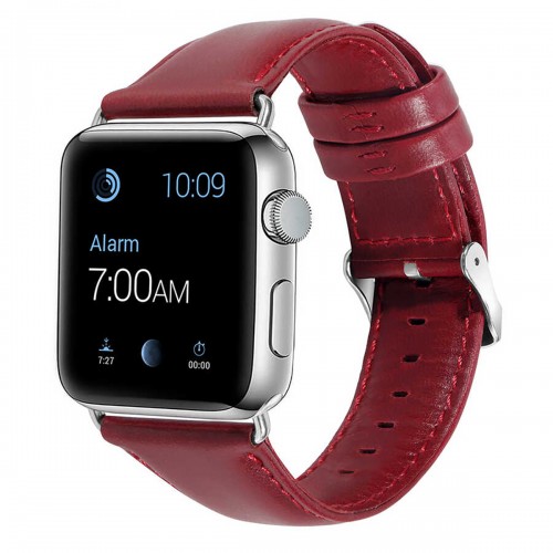 BİPOWER Apple Watch 38-40mm KRD10 Deri Kordon Kırmızı