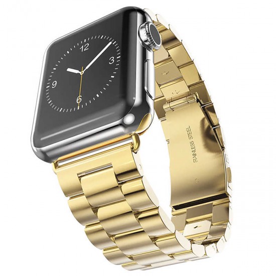 BİPOWER Apple Watch 38-40mm KRD5 Klasik Metal Kordon Altın