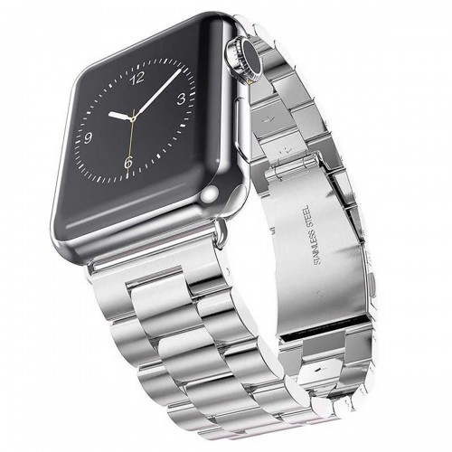 BİPOWER Apple Watch 38-40mm KRD5 Klasik Metal Kordon Gümüş