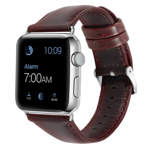 BİPOWER Apple Watch 38-40mm KRD10 Deri Kordon Bordo