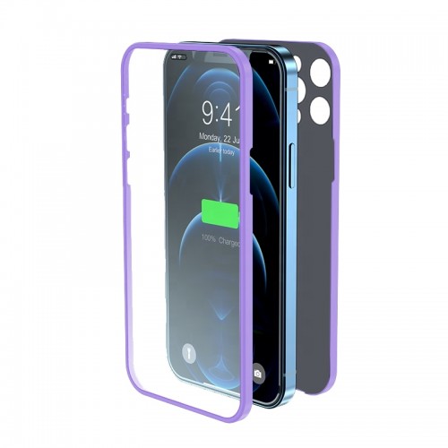 BİKAPAK Pro 360 iPhone 13 Pro Max Mor Kapak