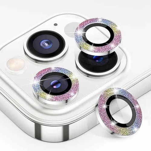 Binano iPhone 12 Pro Max Diamond Kamera Koruyucu Karışık Pembe