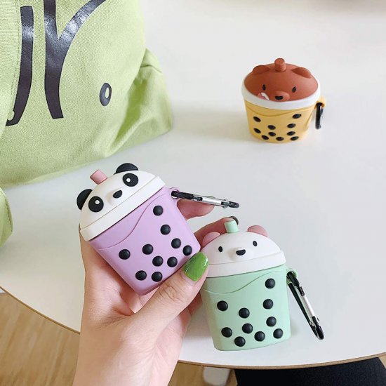 BİPOWER Airpods 1-2 Uyumlu Kılıf Bear Tea Mor BİPOWER Airpods 1-2 Uyumlu Kılıf Bear Tea Mor