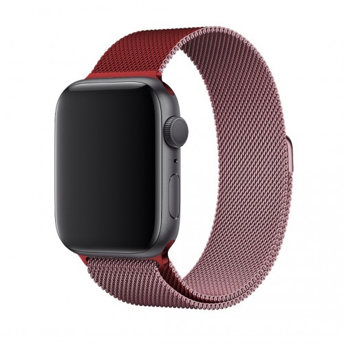 BİPOWER Apple Watch 42-44mm KRD2 Çift Renkli Metal Hasır Kordon Kırmızı