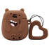 BİPOWER Airpods 1-2. Nesil Uyumlu Kılıf Bare Bear Kahverengi