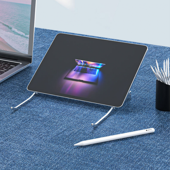 BİPOWER STD-12 Portatif Gözlük Tasarımlı Laptop/Tablet Standı Gümüş