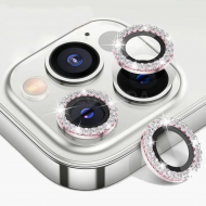 BİNANO Iphone 12 Pro Max Taşlı Pembe Kamera Koruyucu