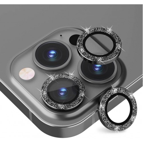 Binano iPhone 12 Pro Max Diamond Kamera Koruyucu Siyah