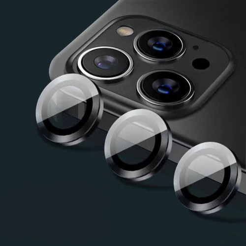 BİNANO Metal Ring Metal Ring Iphone 12 Pro Max Lens Koruyucu 3'Lü Takım Siyah