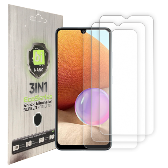 BİNANO 3'ü Bir Arada Eco Paket Samsung A03S Nano Ekran Koruyucu Şeffaf