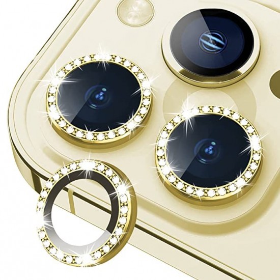 BİNANO Iphone 12 Pro Max Taşlı Gold Kamera Koruyucu BİNANO Iphone 12 Pro Max Taşlı Gold Kamera Koruyucu