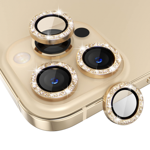 Binano iPhone 12 Pro Diamond Kamera Koruyucu Gold