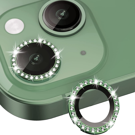 Binano Iphone 13/13 Mini  Taşlı  Kamera Koruyucu Yeşil