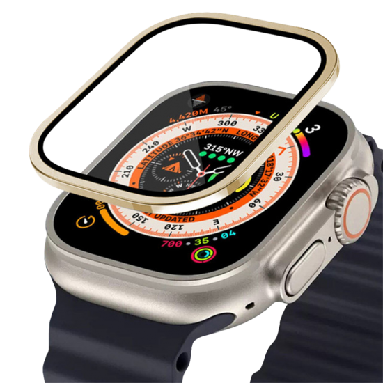 BİNANO Apple Watch Ultra 49mm Metal Çerçeveli Ekran Koruyucu Gold BİNANO Apple Watch Ultra 49mm Metal Çerçeveli Ekran Koruyucu Gold