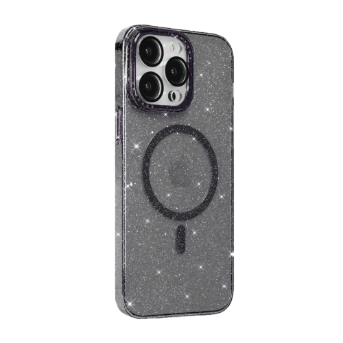 BİKAPAK Magfit Iphone 15 Pro Max Yaldızlı Siyah Kapak