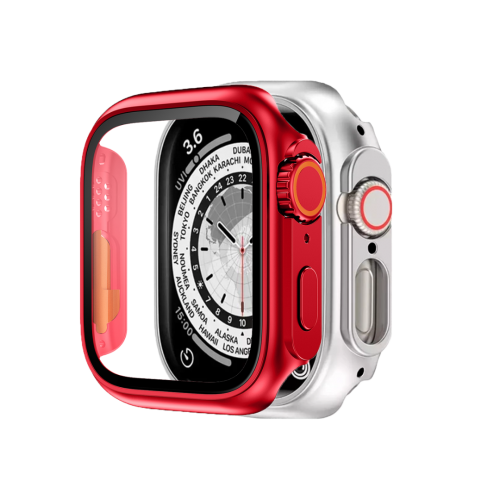 BİNANO Apple Watch 44MM Ultra Dönüştürücü Kırmızı Kasa ve Ekran Koruyucu